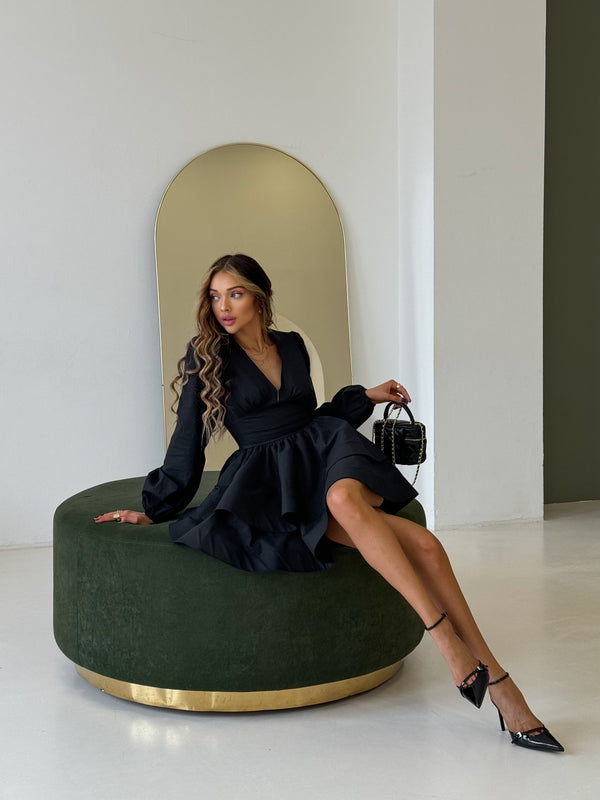Fantine Bishop-Sleeve Ruffle Dress
