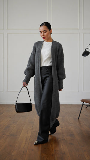 Selene Longline Cardigan – Charcoal