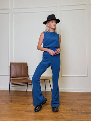 Hortense Sleeveless Top & Flare Trouser Set – Wave