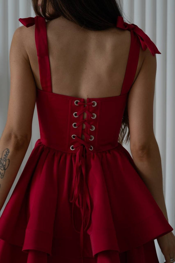 Léontine Tie-Strap Tiered Mini Dress – Mango