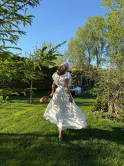 Ariane Ruffle Wrap Maxi Dress in White
