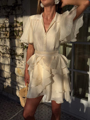 Corinne Tiered Ruffle Mini Dress – Ivory