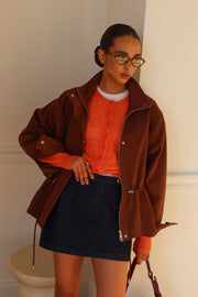 Pascale Cotton Twill Bomber in Brown