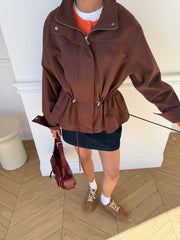 Pascale Cotton Twill Bomber in Brown
