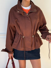 Pascale Cotton Twill Bomber in Brown