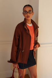 Pascale Cotton Twill Bomber in Brown