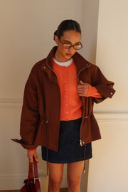 Pascale Cotton Twill Bomber in Brown