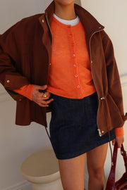 Pascale Cotton Twill Bomber in Brown