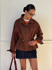Pascale Cotton Twill Bomber in Brown