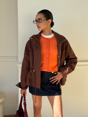 Pascale Cotton Twill Bomber in Brown