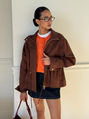 Pascale Cotton Twill Bomber in Brown