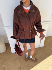 Pascale Cotton Twill Bomber in Brown