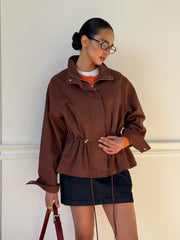 Pascale Cotton Twill Bomber in Brown