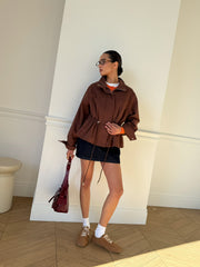 Pascale Cotton Twill Bomber in Brown