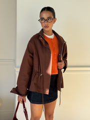 Pascale Cotton Twill Bomber in Brown
