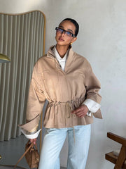 Pascale Cotton Twill Bomber in Beige