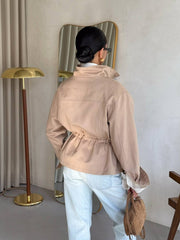 Pascale Cotton Twill Bomber in Beige