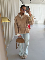 Pascale Cotton Twill Bomber in Beige