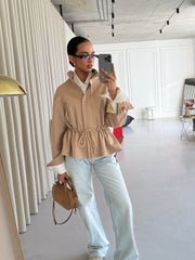 Pascale Cotton Twill Bomber in Beige