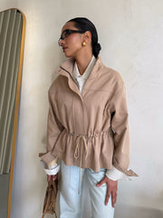 Pascale Cotton Twill Bomber in Beige