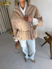 Pascale Cotton Twill Bomber in Beige