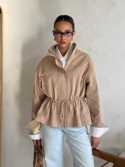 Pascale Cotton Twill Bomber in Beige