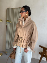 Pascale Cotton Twill Bomber in Beige