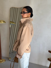 Pascale Cotton Twill Bomber in Beige