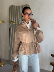 Pascale Cotton Twill Bomber in Beige