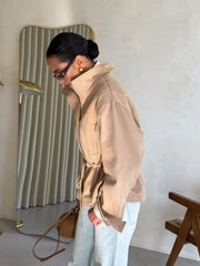 Pascale Cotton Twill Bomber in Beige