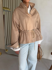 Pascale Cotton Twill Bomber in Beige