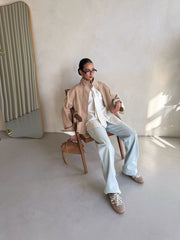 Pascale Cotton Twill Bomber in Beige