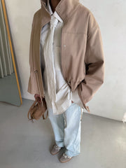 Pascale Cotton Twill Bomber in Beige