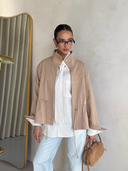 Pascale Cotton Twill Bomber in Beige