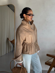 Pascale Cotton Twill Bomber in Beige