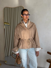 Pascale Cotton Twill Bomber in Beige