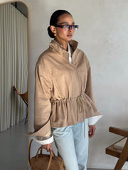 Pascale Cotton Twill Bomber in Beige