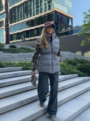 Régine Quilted Longline Gilet in Grey