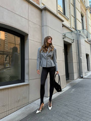 Laurence Waisted Wool Blazer in Grey