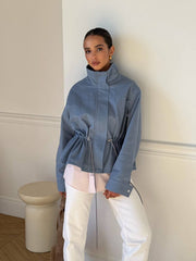Pascale Cotton Twill Bomber in Blue