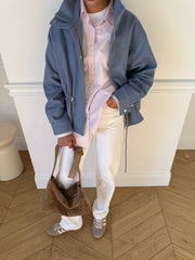 Pascale Cotton Twill Bomber in Blue