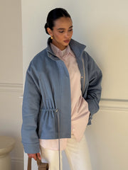 Pascale Cotton Twill Bomber in Blue