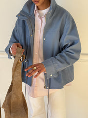 Pascale Cotton Twill Bomber in Blue