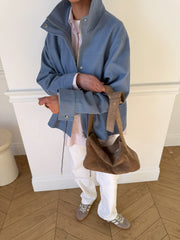 Pascale Cotton Twill Bomber in Blue