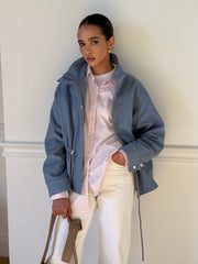 Pascale Cotton Twill Bomber in Blue