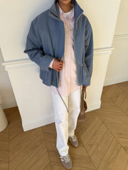 Pascale Cotton Twill Bomber in Blue