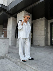 Célia Oversized Crepe Shirt – White