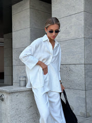 Célia Oversized Crepe Shirt – White