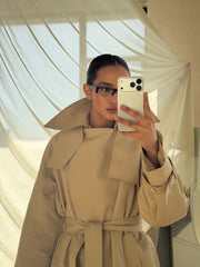 Orianne Longline Belted Trench in Beige
