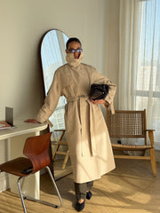 Orianne Longline Belted Trench in Beige